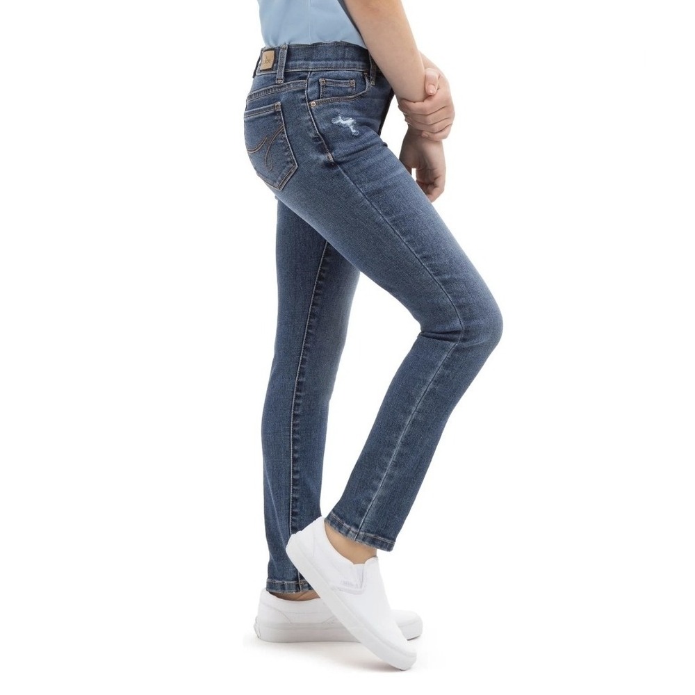 Jordache‎ Girls Jeans Skinny Kids Size 16 Blue High Rise Stretch Distressed NWT